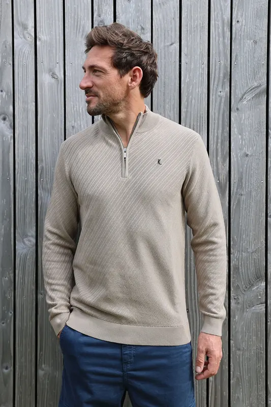 Kultivate Kn Crossed Zip Seneca Rock Maat: XXL | Sweaters Outlet | Heren | Beige