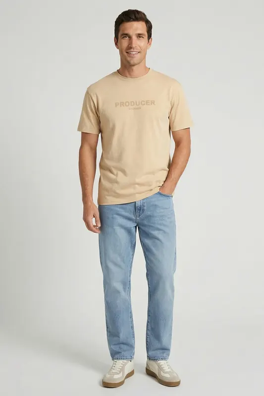 Cars Jeans Kohas Ts Sand Maat: S | Basic T-Shirts Outlet | Heren | Beige