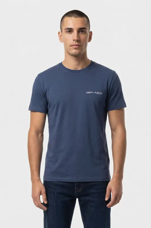 Timberland Y2k Lock Up Back Logo Ss Tee Dark Blue Maat: L | Basic T-Shirts Outlet | Heren | Blauw