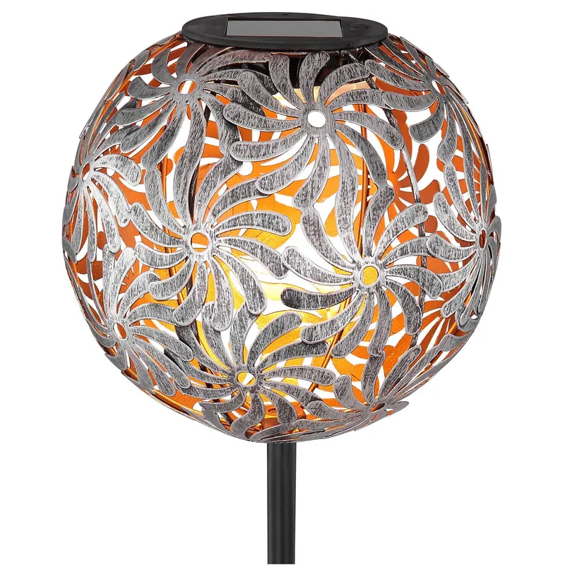 Lampa solarna LED 33632 z metalową kulą, srebrna