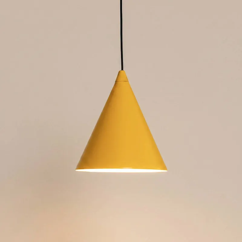 Żyrandol Form, kolor musztardowy, metal, Ø 24 cm, stożkowa, E27