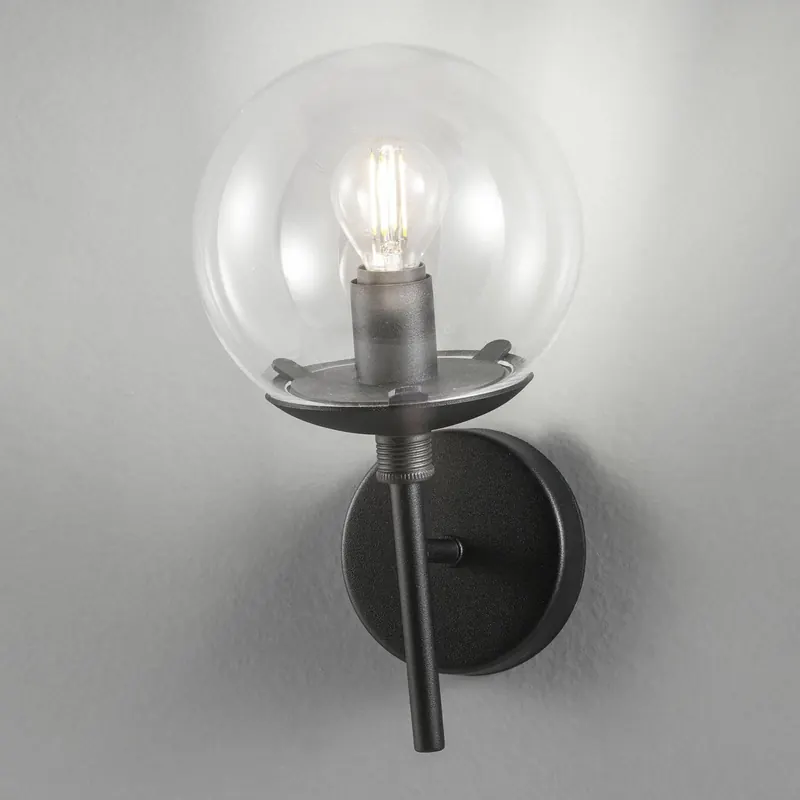 Lampa ścienna Global Ø 15 cm czarna