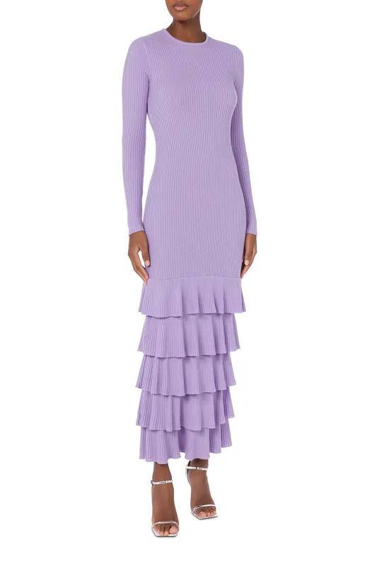 Moschino Wool Dress With Ruffles Violet Maat: 40 | Maxi Jurken Outlet | Dames | Paars