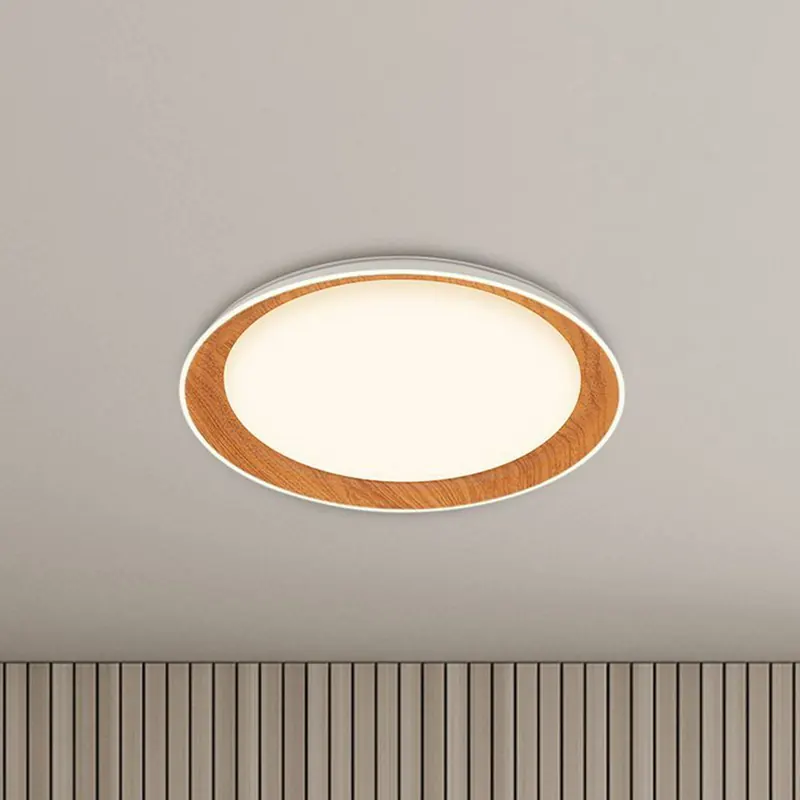 Lampa sufitowa LED Ijus, biały/drewniany, Ø 43 cm, tworzywo sztuczne