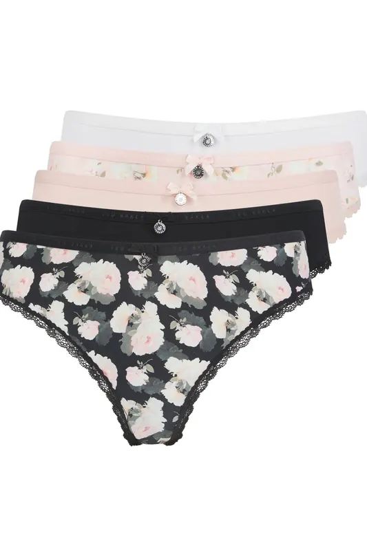 Ted Baker Senna 5pk Brief Barely There/ Black Print/ White/barely Ther Maat: 3XL | Slipjes Outlet | Dames | Zwart