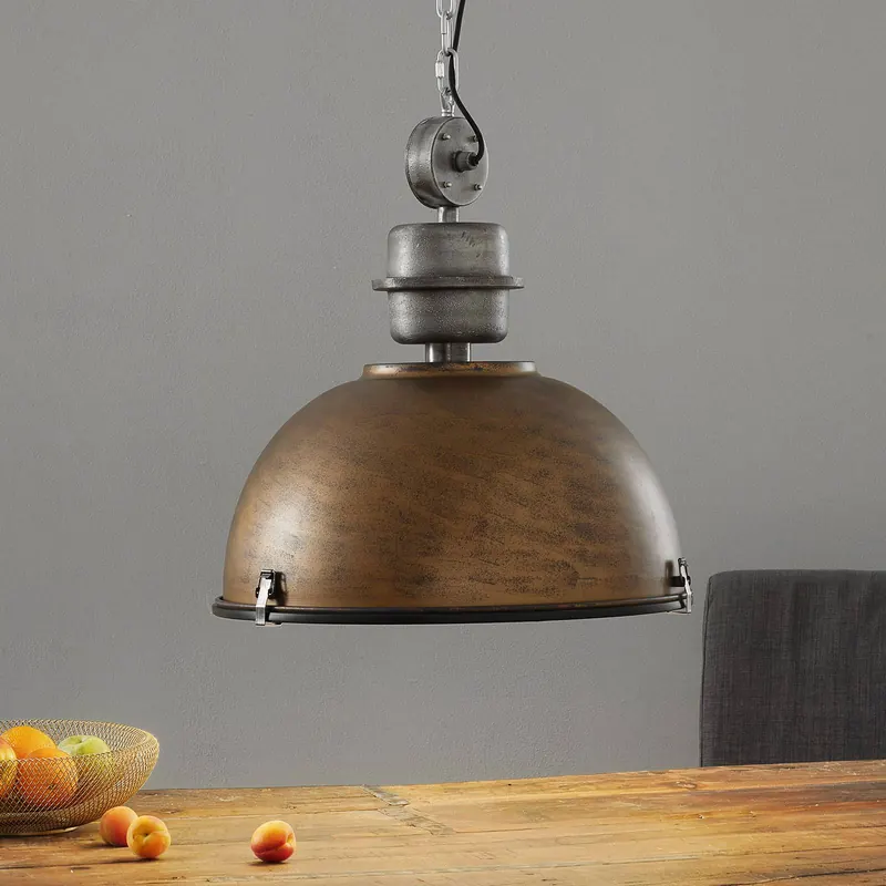 Brązowa lampa wisząca Bikkel XXL, industrialna