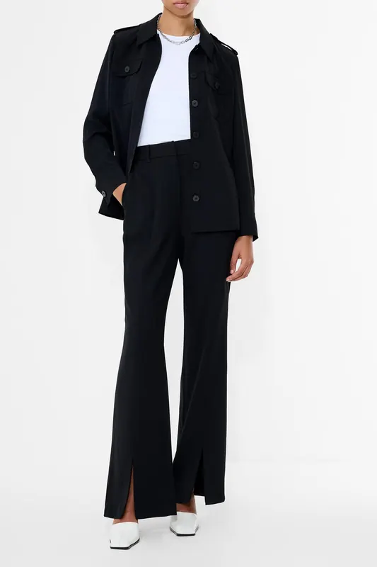 French Connection Vinnie Tailored Slit Trouser Black Maat: 10 | Pantalons Outlet | Dames | Zwart