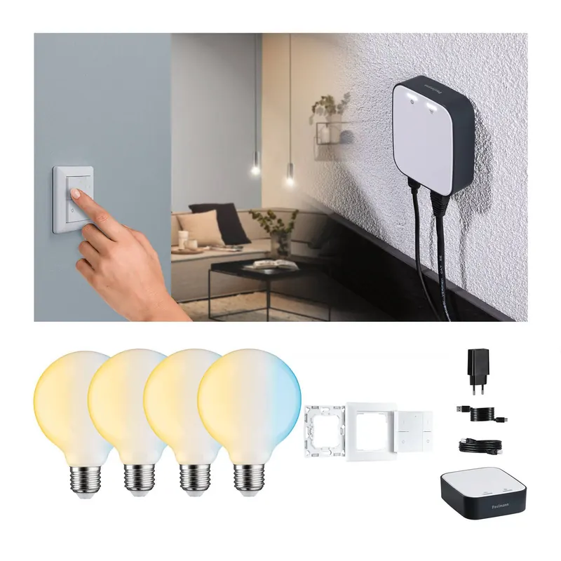 Paulmann Smart Home Set ZigBee 4x E27 7W LED G95 matt CCT
