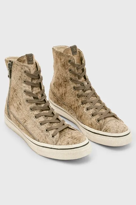 John Varvatos Vulc Zip High Top Distressed Brown Maat: 9.5 | Sneakers Outlet | Heren | Beige