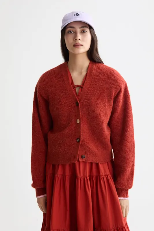 Scotch & Soda Fuzzy Relaxed Cardigan Ketchup Maat: M | Cardigans Outlet | Dames
