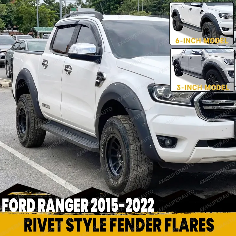 Nakładki na nadkola z nitowanymi kieszeniami do Ford Ranger T7 T8 2016 2017 2018 2019 2020 2021 2022 Wildtrak XLS ABS Matowa Czerń