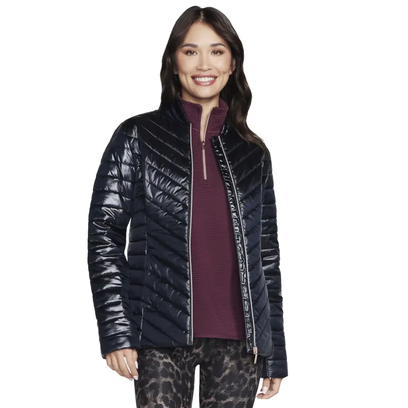 Skechers GO Shield Shine Jacket JA150-BLK, Damskie, Czarne, kurtki, poliester, rozmiar: M