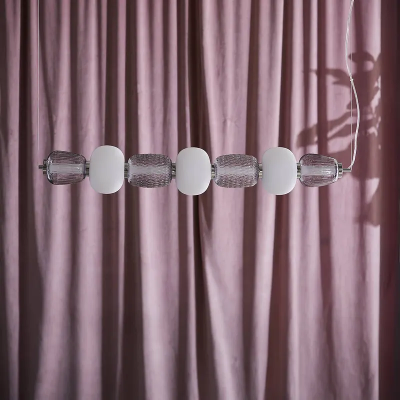 LOOM DESIGN żyrandol LED Pearl 7, szara/chromowana, szkło, 110 cm