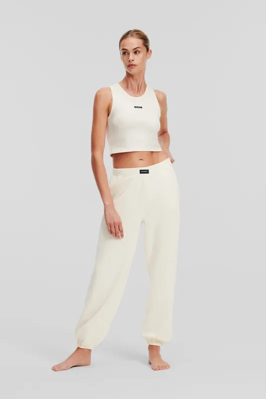 Karl Lagerfeld Ivory Essential Logo Cuffed Joggers Maat: M | Joggingbroeken Outlet | Dames | Wit