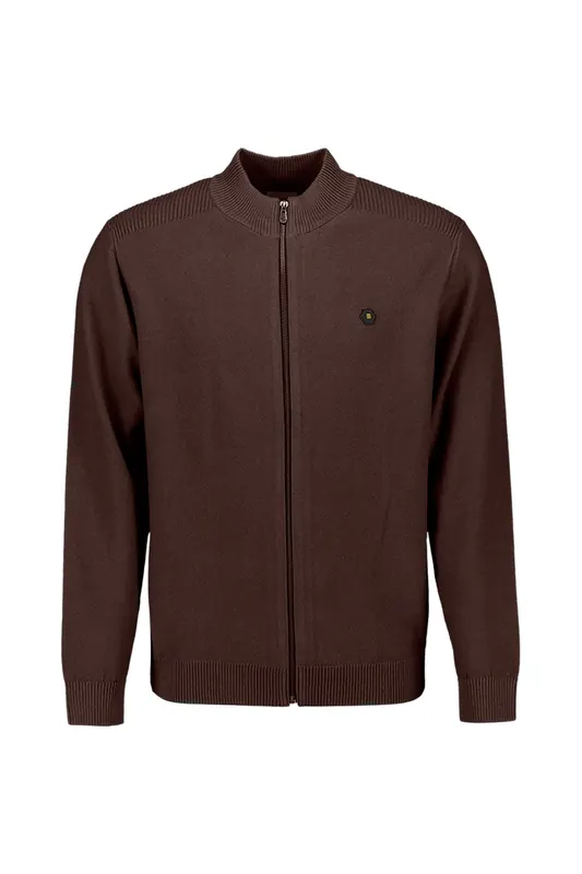 No Excess Pullover Full Zip Shoulder Detail Dark Brown Maat: XXL | Cardigans Outlet | Heren | Bruin
