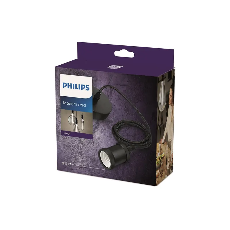 Żyrandol Philips Vintage, oprawa E27 czarna