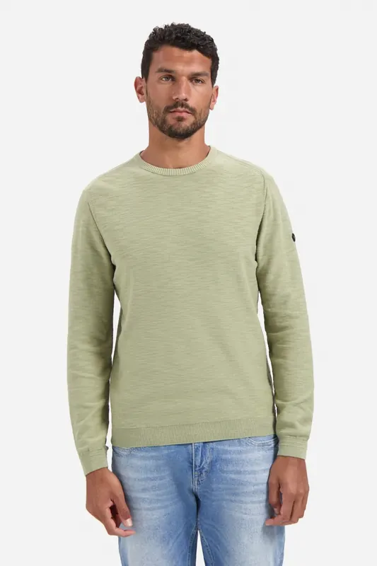 No Excess Pullover Crewneck Garment Dyed + Stone Washed Light Moss Maat: XL | Sweaters Outlet | Heren | Groen