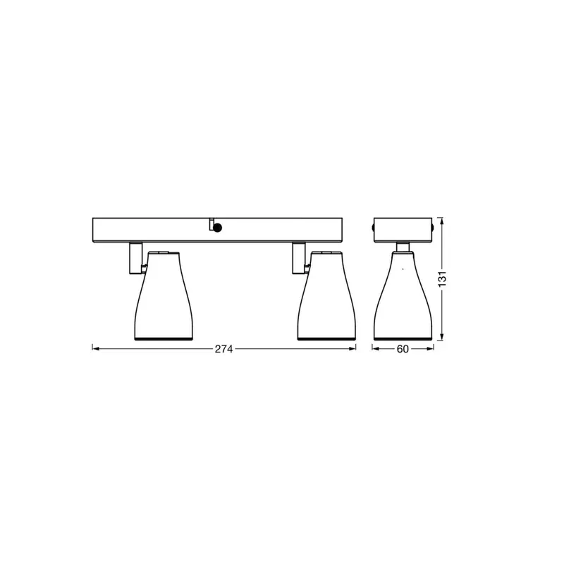 Reflektor sufitowy OSRAM PEAR, czarny, 2-punktowa, GU10-LED 2700 K