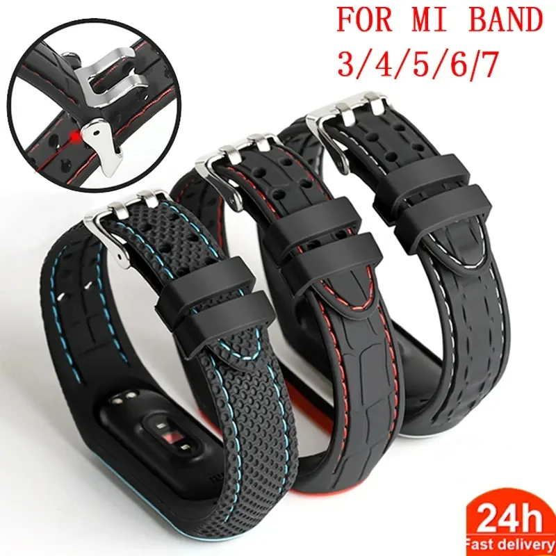 Silikonowy do Xiaomi Mi band 4 bransoletka z paskiem sportowy gumowa bransoletka do zegarka zamiennik Smartwatch Strapfor Mi Band 3 4 5 6 7 bransoletka