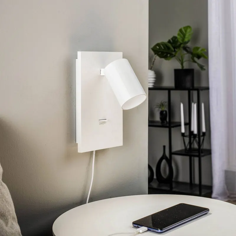 Arcchio Reflektor Brinja, biały, metal, USB-C, przełącznik, GU10