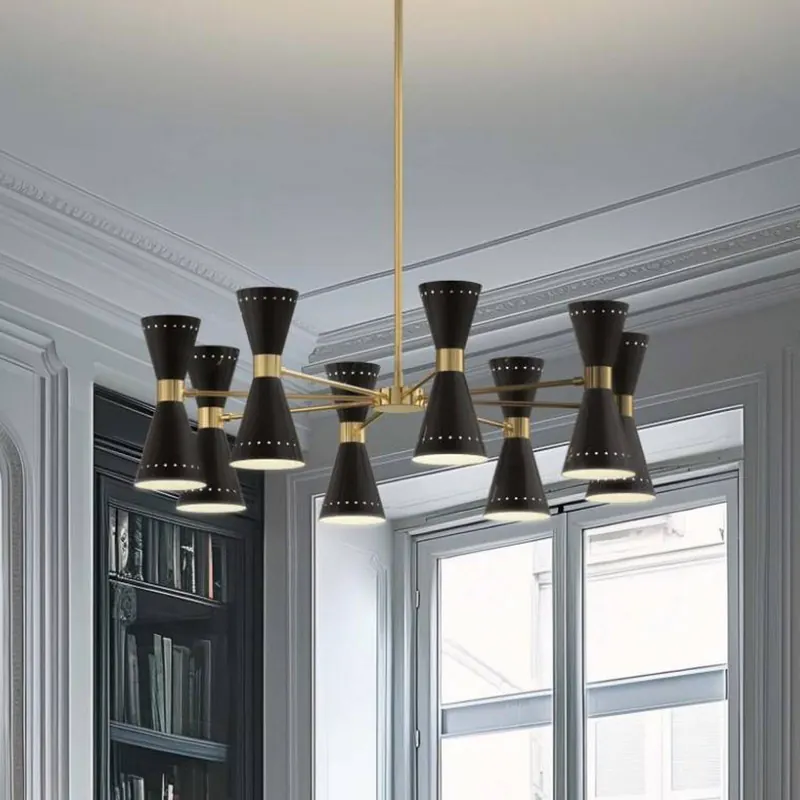 Lampa wisząca Stilnovo Megafono, Ø 100 cm, czarna, 16-punktowa.