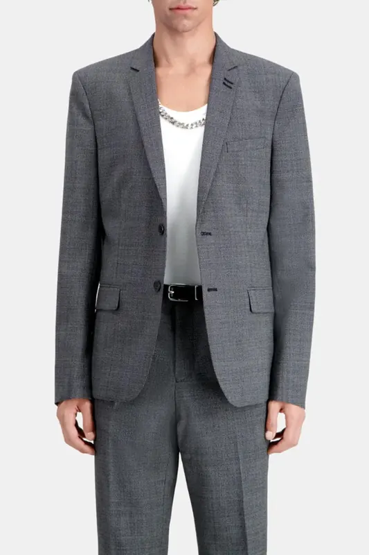 The Kooples Fitted Checked Suit Jacket Black-ecru Maat: 46 | Blazers Outlet | Heren | Grijs