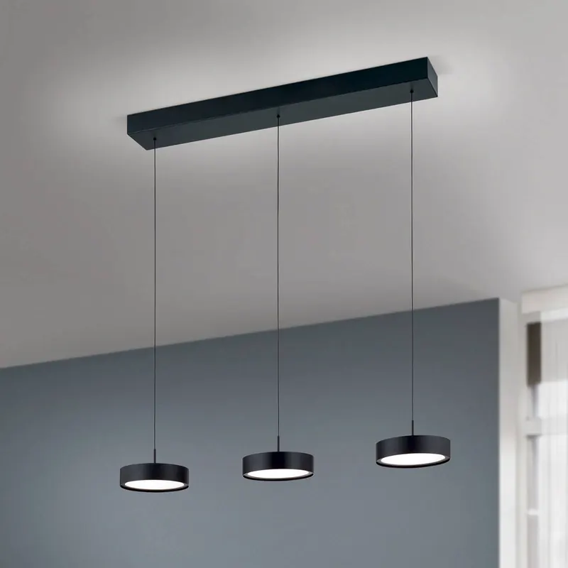 Lampa wisząca LED Teide, czarna, metalowa, regulowana wysokość