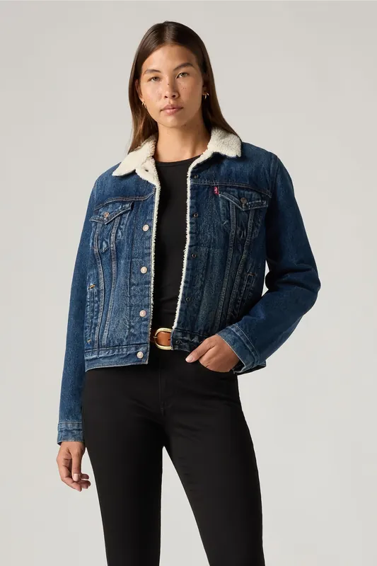 Levi's Original Sherpa Trucker Jacket Maat: XL | Spijkerjassen Outlet | Dames | Blauw