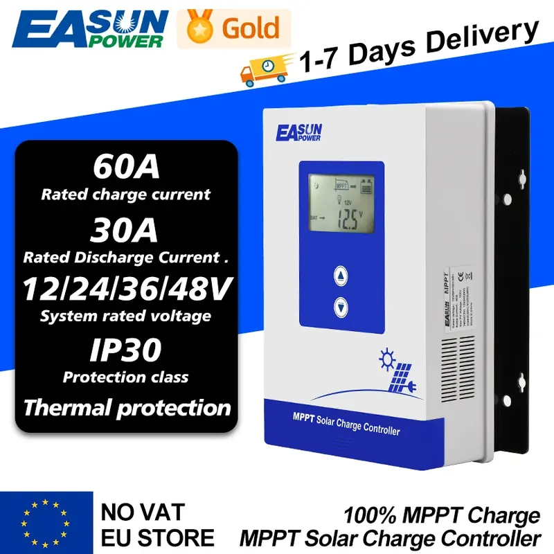 EASUN POWER 40A 30A 20A MPPT Regulator ładowania słonecznego 12V 24V Regulator ładowarki akumulatora zabezpieczenie przed zwarciem MPPT