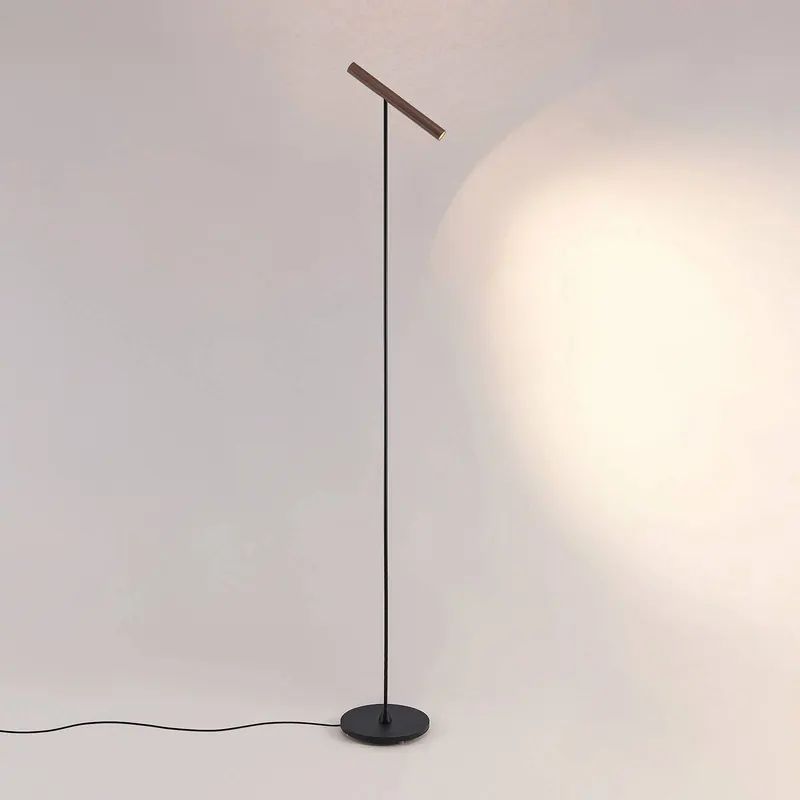 Lampa stojąca LED Molto Luce Meyjo F, czarny/brąz kawowy, aluminium