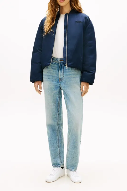 Tommy Hilfiger Sateen Padded Relaxed Bomber Dark Night Navy Maat: XS | Winterjassen Outlet | Dames | Blauw