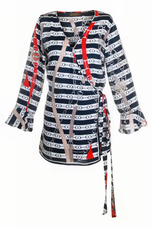 Mucho Gusto Blouse Phuket Nautical Navy, White Maat: XS | Blouses Outlet | Dames | Blauw