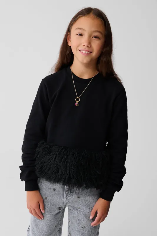 Shoeby Girls Sbfeather Sweat Black Maat: 134/140 | Truien Outlet | Unisex | Zwart