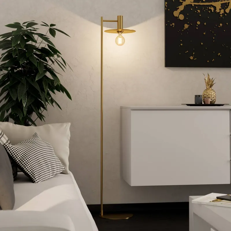Lampa stojąca Escandell ze szczotkowanego mosiądzu