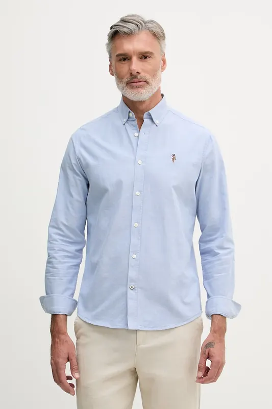 U.S. Polo Assn. koszula męska bawełniana PEACHED OXFORD LS