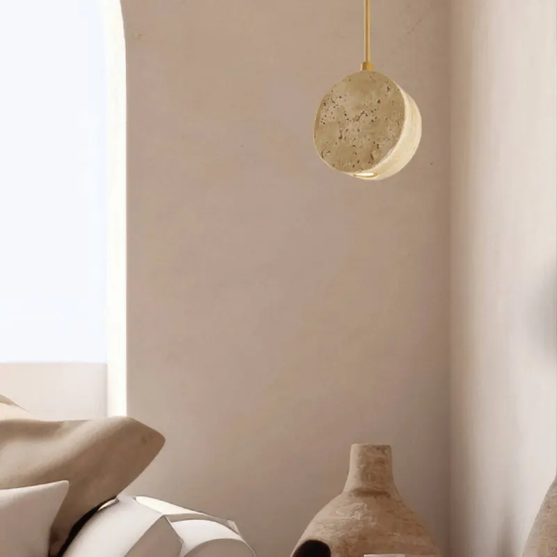 Żyrandol LED 25336, beżowa, średnica 10 cm, kamień naturalny