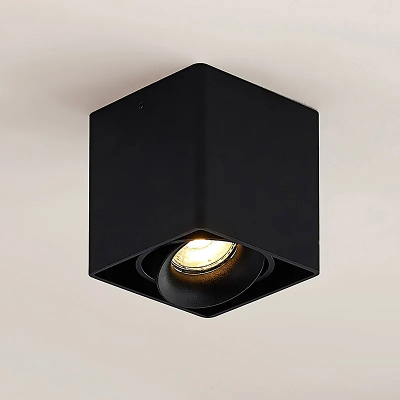 Arcchio Kubika downlight, 9 cm, czarny, 1-punktowa, metalowa