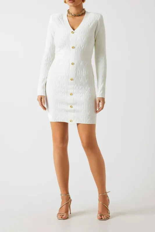 GUESS Adele Logo Chenille Macadamia Maat: 36 | Mini Jurken Outlet | Dames | Wit