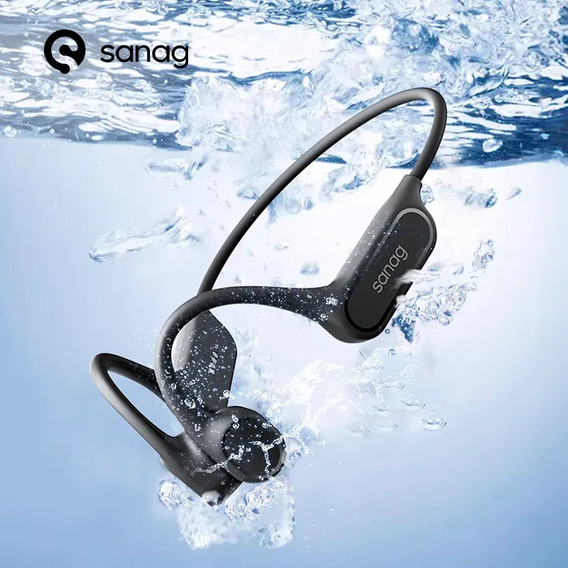 Słuchawki Bluetooth z przewodnictwem kostnym Sanag B33S, słuchawki otwarte, wodoszczelne IPX8, słuchawki do pływania, wybór pamięci 32GB, bezprzewodowy zestaw słuchawkowy, słuchawki MP3