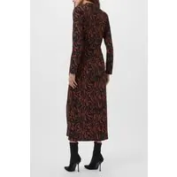 French Connection Zaria Textured Midi Dress Black/brown Maat: M | Midi Jurken Outlet | Dames | Zwart