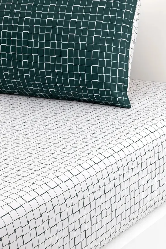 Lacoste prześcieradło z gumką bawełniane L BLOCK Vert 90 x 200 cm