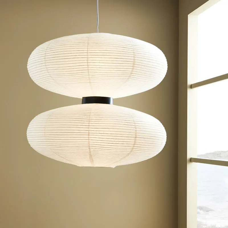 Lampa wisząca Dual z białym papierowym kloszem