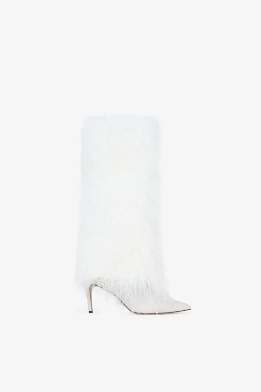IRO Paris Davyn Long Fur Boot Ecru Maat: 40 | Laarzen Outlet | Dames | Ecru