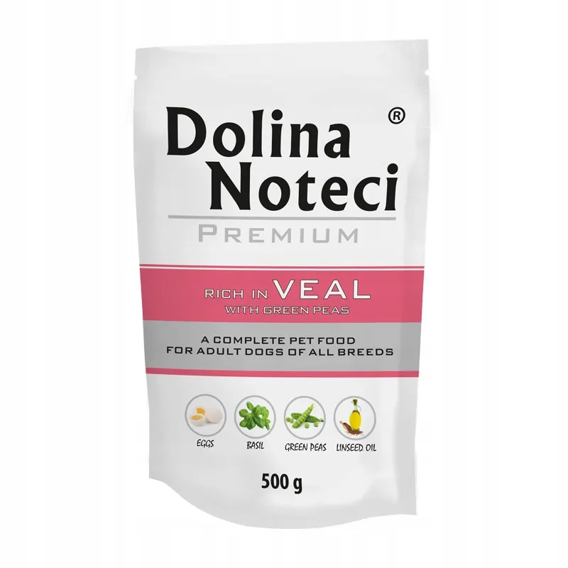 Mokra karma dla psa Dolina Noteci Premium bogata w cielęcinę saszetka 500 g