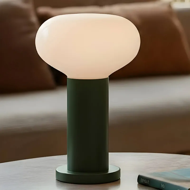 Lampa stołowa Flo, zielona, Ø 19 cm, szkło