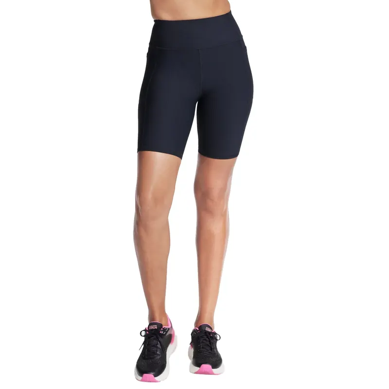 Skechers Go Flex Rib High Waisted 8 Inch Bike Short SH32-BLK, Damskie, Czarne, spodenki, nylon, rozmiar: XS