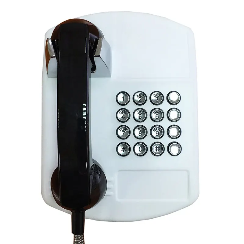 Retro Public Telephone Wall Mounted Analog Alarm Payphone with Push Button for Emergency Help, Alert Public Telephone Wall Phone