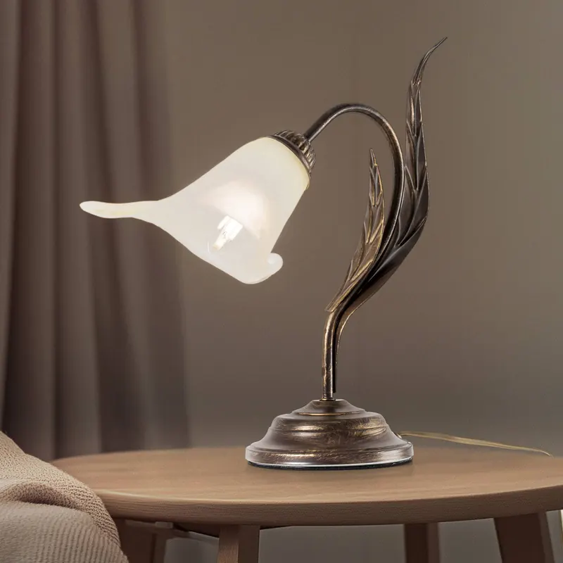 Lampa stołowa Alga, 1-punktowa, żelazo, szkło, Florentyna