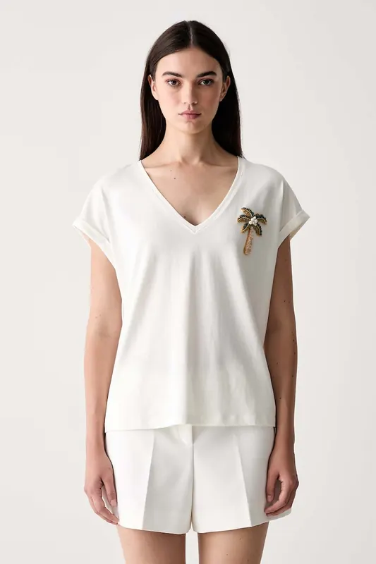 Morgan T-shirt damski bawełniany DPALM