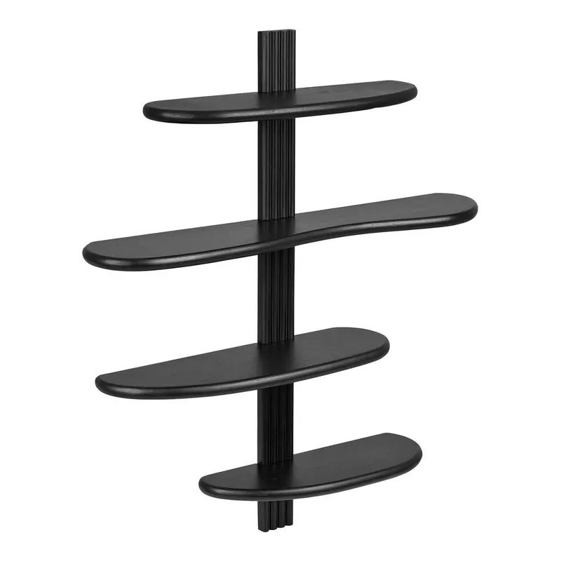Czarna wielopoziomowa półka z litego drewna dębowego 80 cm Aliano – House Nordic